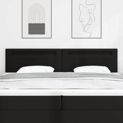 LED sengegavl Sort 200 cm Faux læder