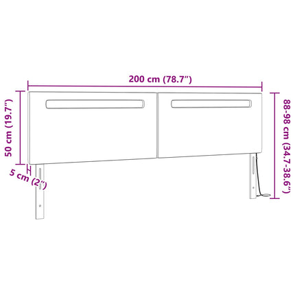 LED sengegavl Sort 200 cm Faux læder