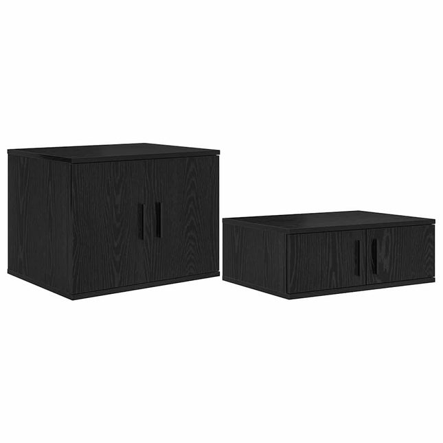 Opbevaringsskab 2 pcs Sort eg 127 x 41 x 40 cm Konstrueret træ