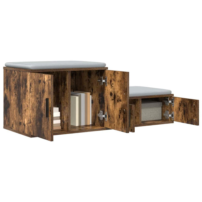 Opbevaringsskab 2 pcs Røget eg 127 x 41 x 40 cm Konstrueret træ