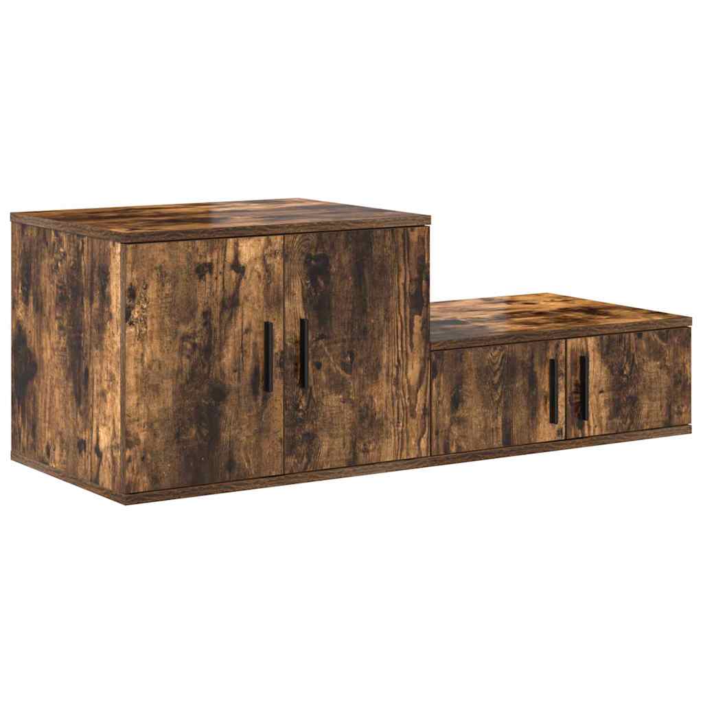 Opbevaringsskab 2 pcs Røget eg 118 x 41 x 40 cm Konstrueret træ