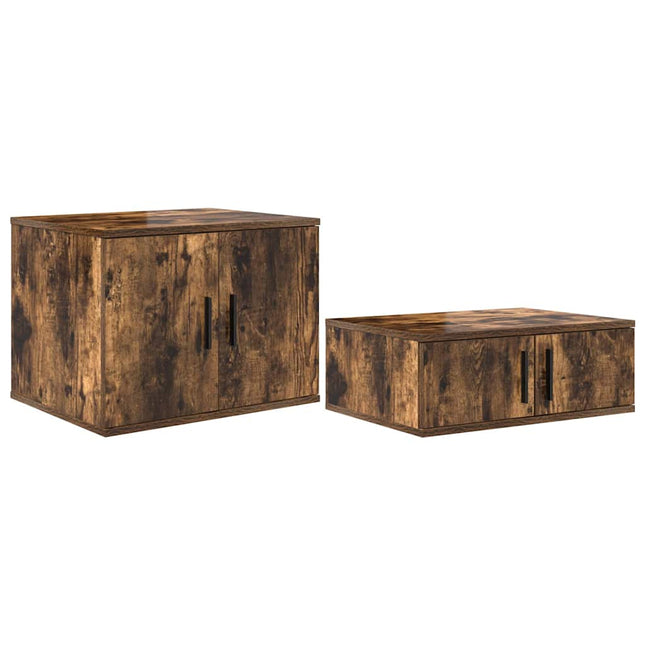 Opbevaringsskab 2 pcs Røget eg 108 x 41 x 40 cm Konstrueret træ