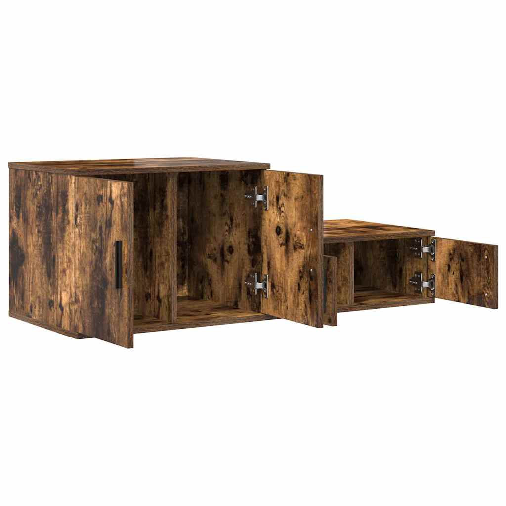 Opbevaringsskab 2 pcs Røget eg 103 x 41 x 40 cm Konstrueret træ