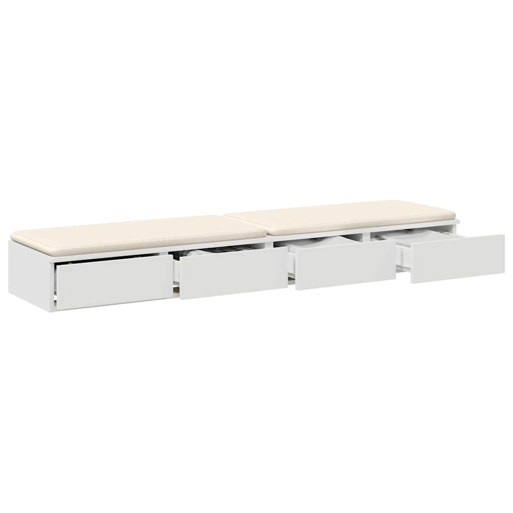 Sengeskuffer Hvid 135 x 36,5 x 16,5 cm Konstrueret træ