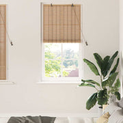 Rullegardin med gardiner Natur 90 x 160 cm Bambus