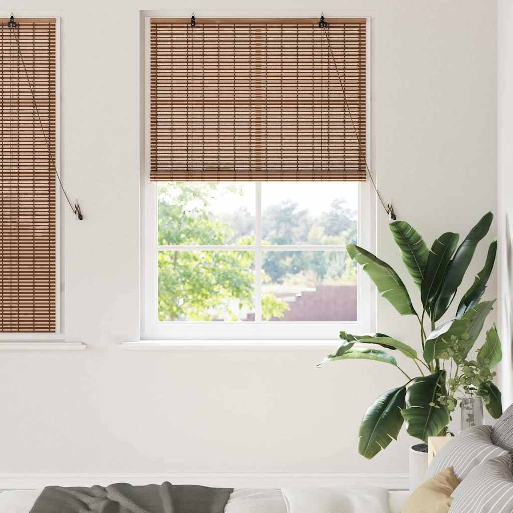 Rullegardin med gardiner Brun 120 x 160 cm Bambus