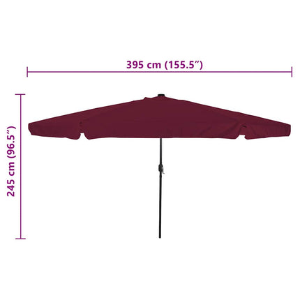 Havesol 395 x 395 x 245 cm Polyester Rund Bordeaux Rød