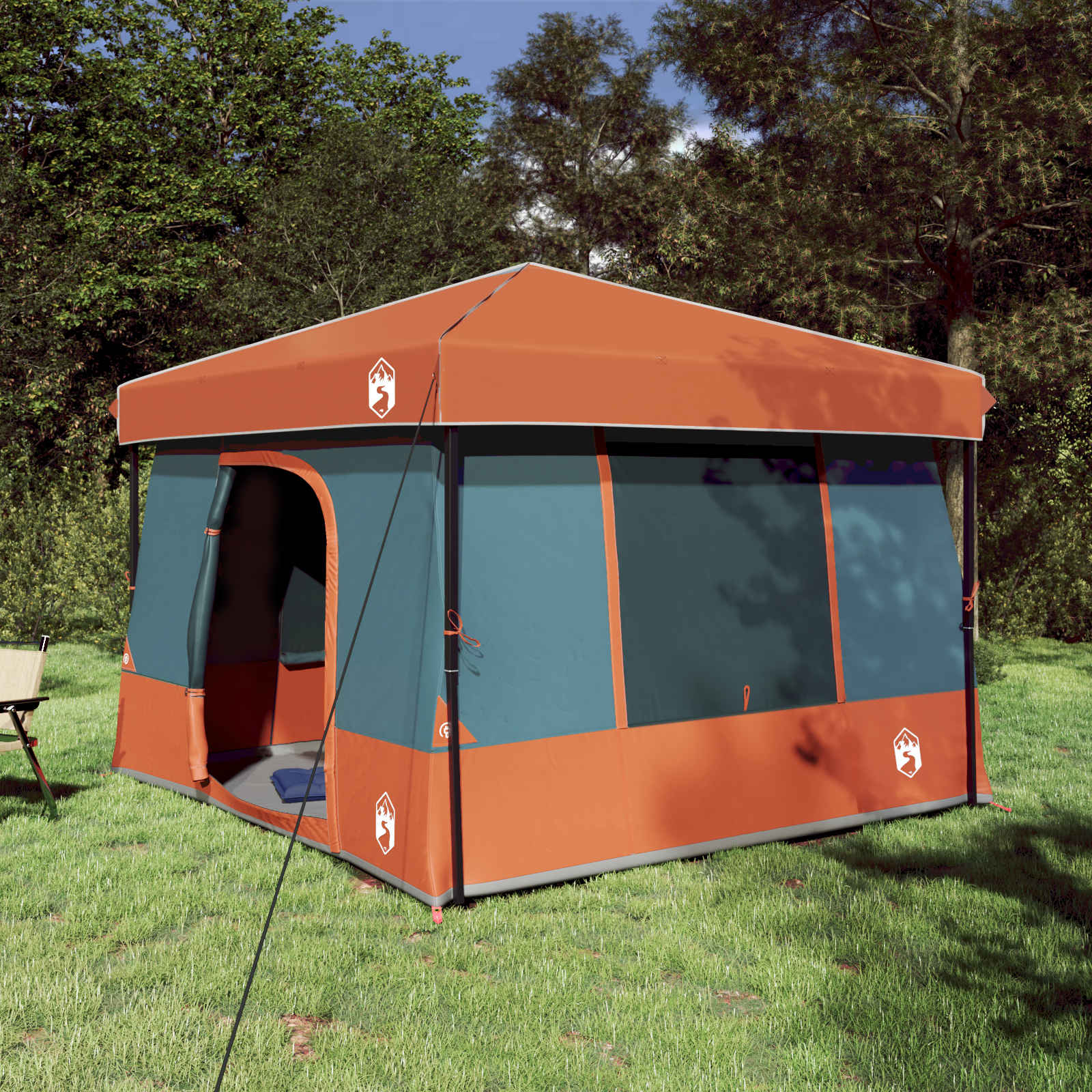 Camping Telt Sæt med tag 2 pcs Grå og orange Taffeta og Stof