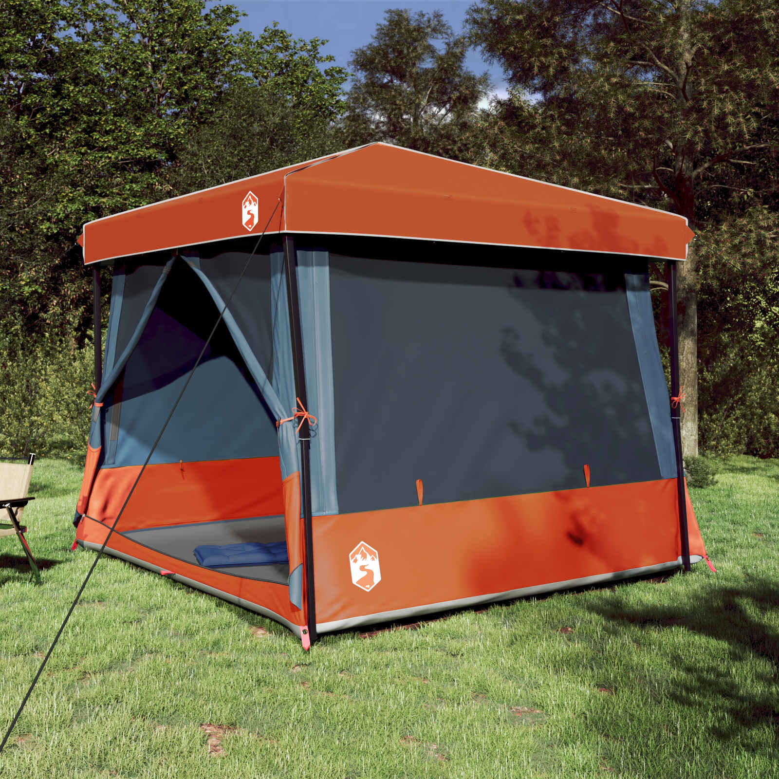 Camping Telt Sæt med tag 2 pcs Grå og orange Taffeta og Stof