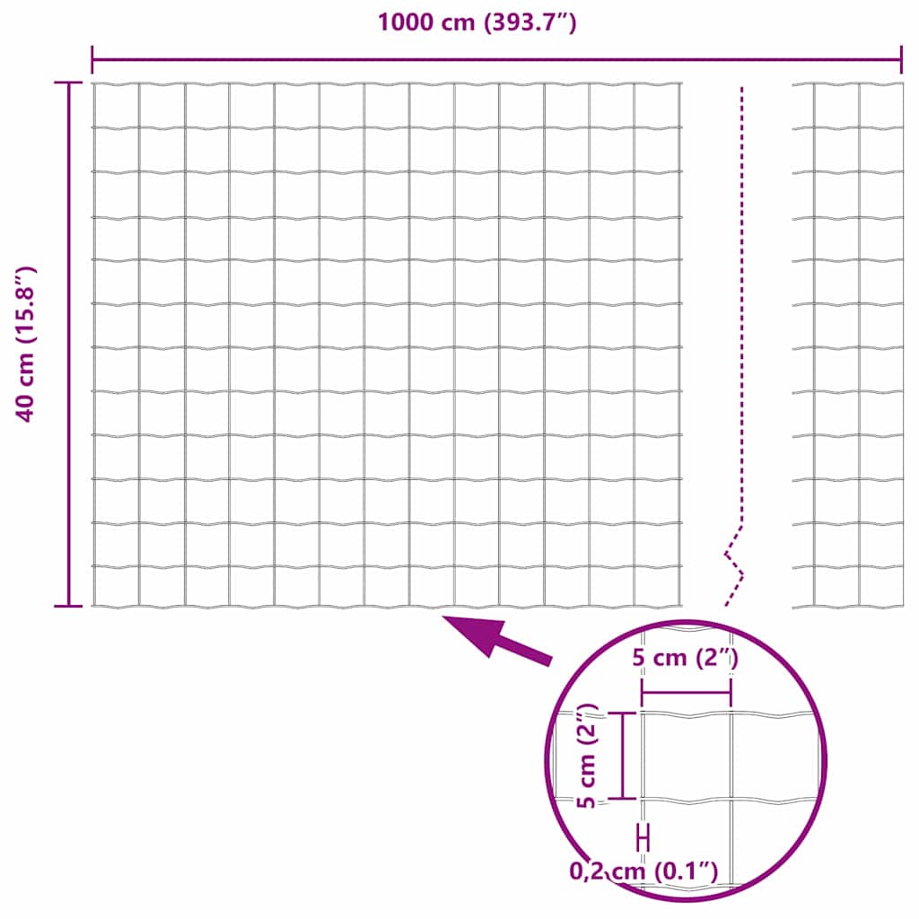 Euro Hejn Grå 0,4 x 10 m PVC-belagt jern