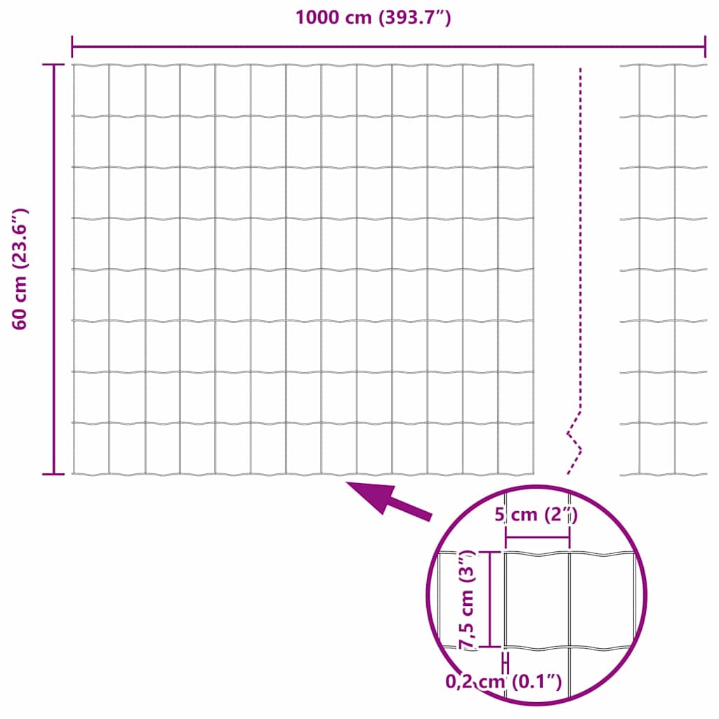 Euro Hejn Grå 0.6 x 10 m PVC-belagt jern