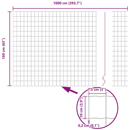 Euro Hejn Grå 1,6 x 10 m PVC-belagt jern