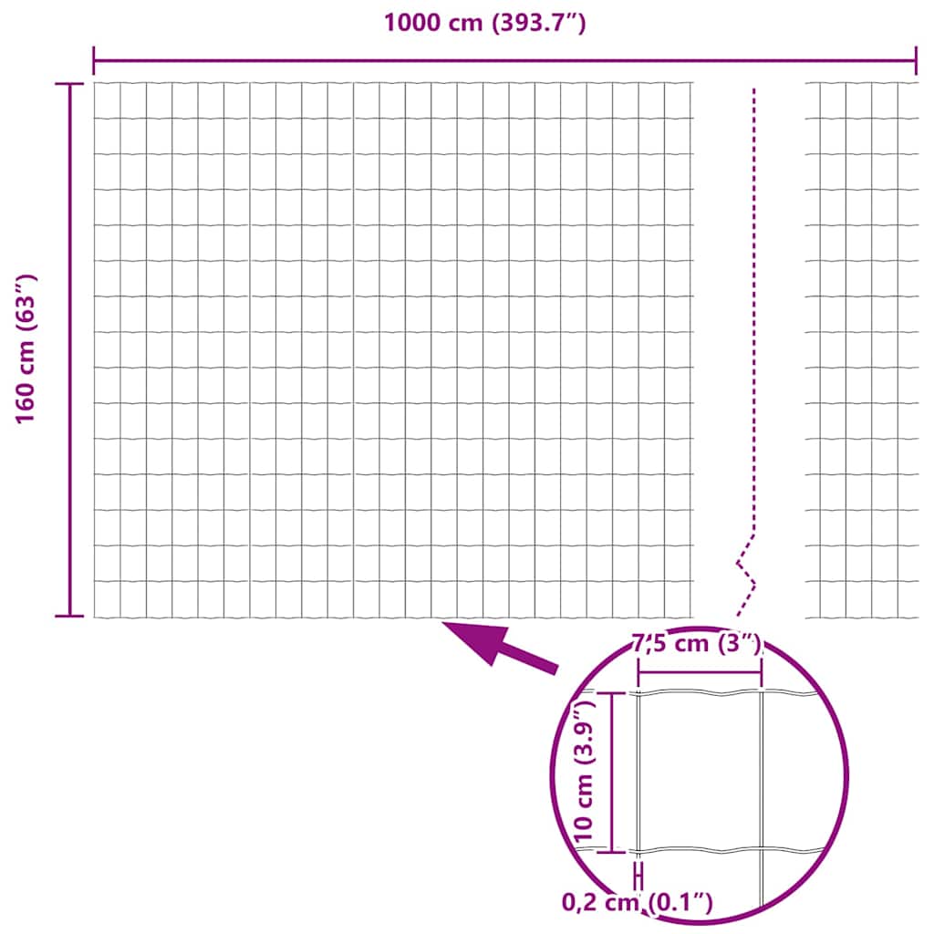 Euro Hejn Grå 1,6 x 10 m PVC-belagt jern