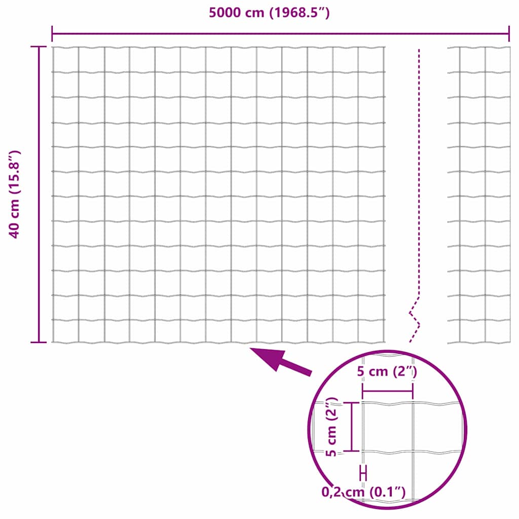 Euro Hejn Grå 0,4 x 50 m PVC-belagt jern