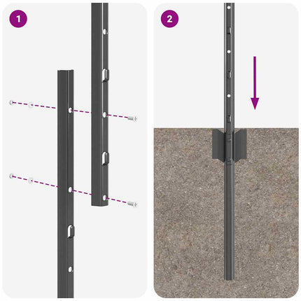 Einbetonierter Zaunpfosten 22 stk. Grå 200 cm