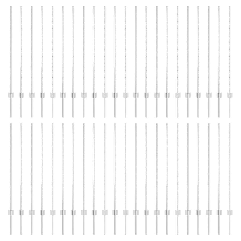 Indlejret hegnspost 44 pcs Sølv 160 cm Pulverlakeret stål