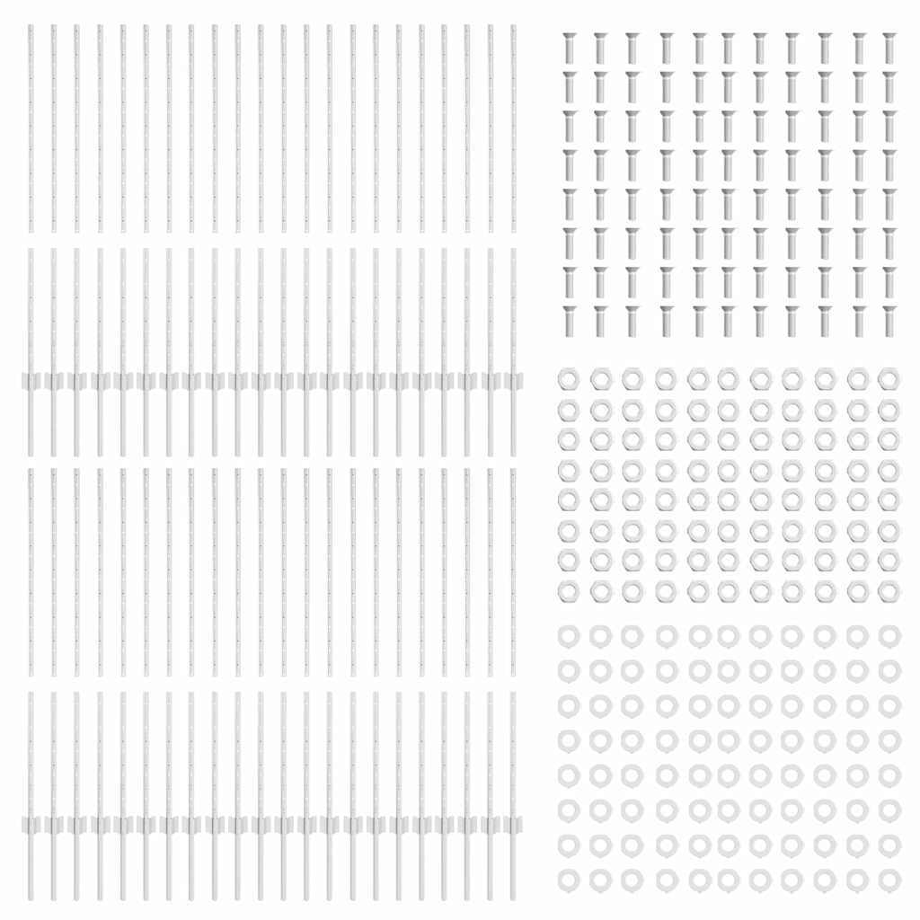 Indlejret hegnspost 44 pcs Sølv 160 cm Pulverlakeret stål