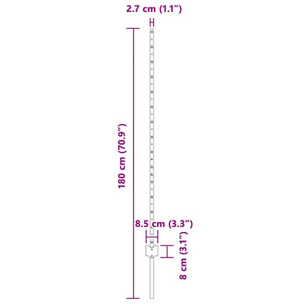 Einbetonierter Zaunpfosten 22 stk. Sølv 180 cm