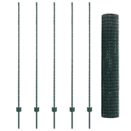 Udendørs Euro Hegn med Stander 10 x 1,5 m PVC-belagt stål Grøn