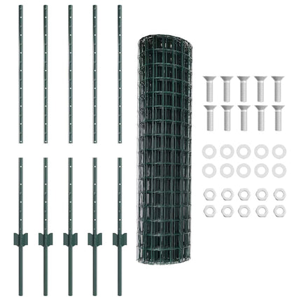 Udendørs Euro Hegn med Stander 10 x 1 m PVC-belagt stål Grøn