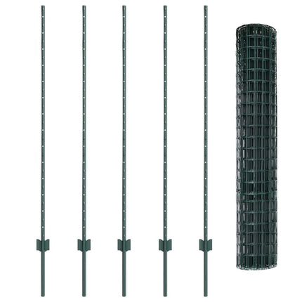 Udendørs Euro Hegn med Stander 10 x 1,4 m PVC-belagt stål Grøn