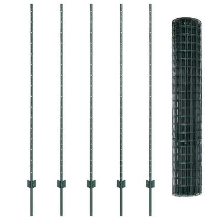 Udendørs Euro Hegn med Stander 10 x 1,5 m PVC-belagt stål Grøn