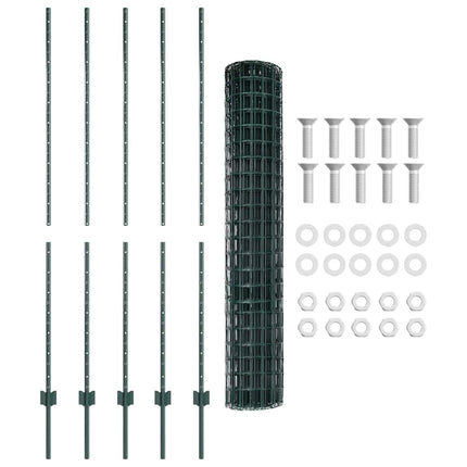 Udendørs Euro Hegn med Stander 10 x 1,6 m PVC-belagt stål Grøn