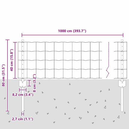 Udendørs Euro Hegn med Stander 10 x 0,4 m PVC-belagt stål Grøn
