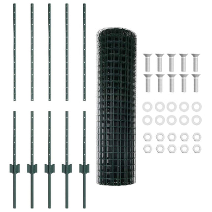 Udendørs Euro Hegn med Stander 10 x 1 m PVC-belagt stål Grøn