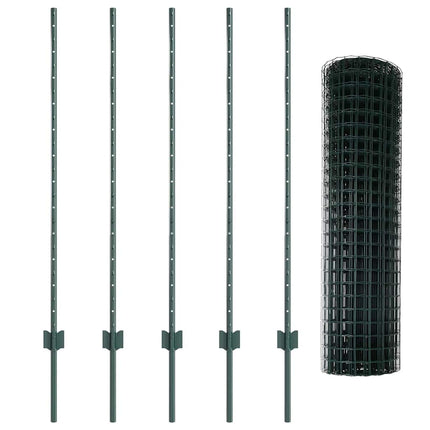 Udendørs Euro Hegn med Stander 10 x 1,2 m PVC-belagt stål Grøn