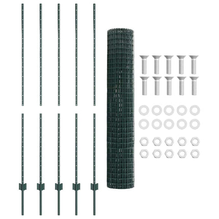 Udendørs Euro Hegn med Stander 10 x 1,5 m PVC-belagt stål Grøn