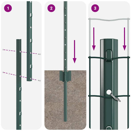 Udendørs Euro Hegn med Stander 10 x 1,5 m PVC-belagt stål Grøn