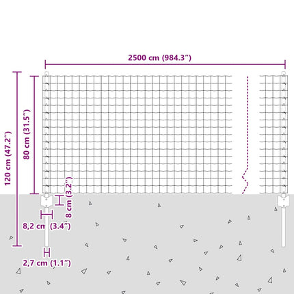 Udendørs Euro Hegn med Stander 25 x 0,8 m PVC-belagt stål Grøn