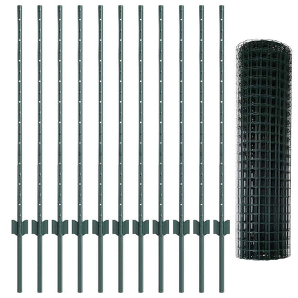 Udendørs Euro Hegn med Stander 25 x 1 m PVC-belagt stål Grøn