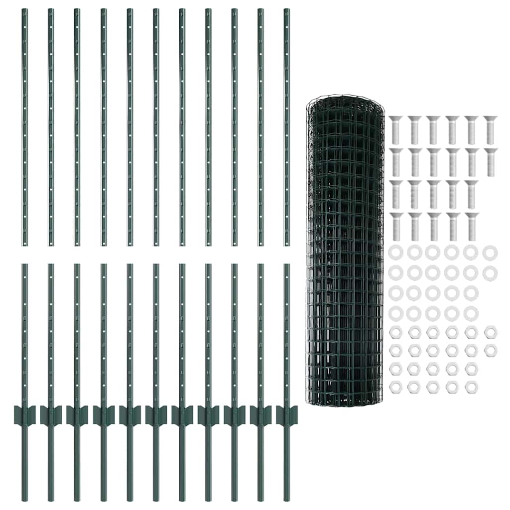 Hegn med post Grøn 1,2 x 25 m Stål og PVC