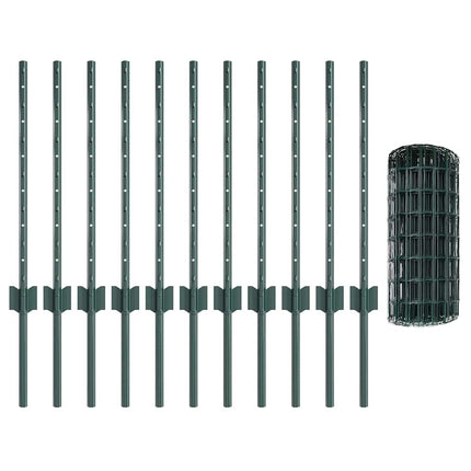 Udendørs Euro Hegn med Stander 25 x 0,6 m PVC-belagt stål Grøn