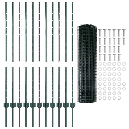 Eurohegn med stolpe 25 x 1,2 m PVC-belagt stål Grøn Mesh