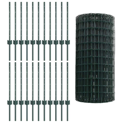 Udendørs Euro Hegn med Stander 50 x 0,6 m PVC-belagt stål Grøn