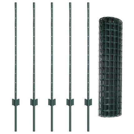 Udendørs Euro Hegn med Stander 10 x 1 m PVC-belagt stål Grøn