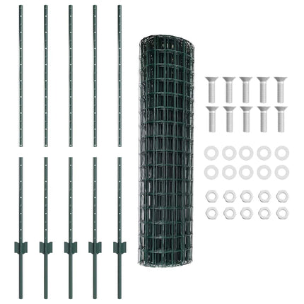 Udendørs Euro Hegn med Stander 10 x 1,2 m PVC-belagt stål Grøn