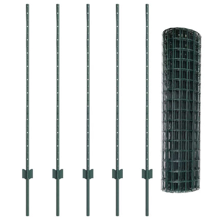 Udendørs Euro Hegn med Stander 10 x 1,2 m PVC-belagt stål Grøn