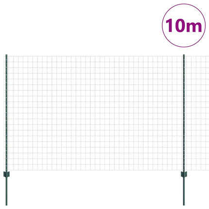 Udendørs Euro Hegn med Stander 10 x 1,5 m PVC-belagt stål Grøn