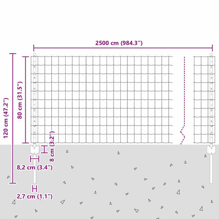Udendørs Euro Hegn med Stander 25 x 0,8 m PVC-belagt stål Grøn