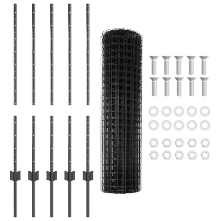 Udendørs Euro Hegn med Stander 10 x 1 m PVC-belagt stål Grå