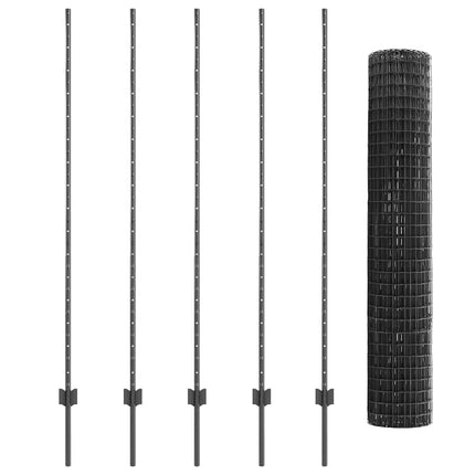 Udendørs Euro Hegn med Stander 10 x 1,6 m PVC-belagt stål Grå