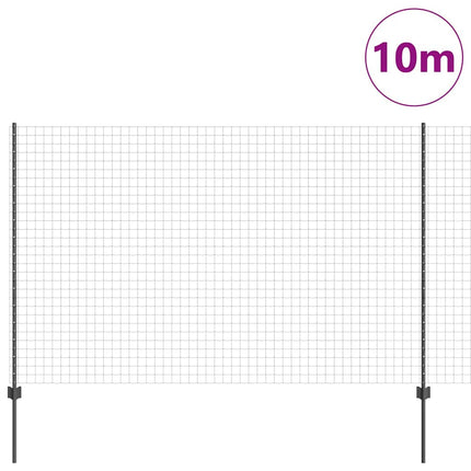 Udendørs Euro Hegn med Stander 10 x 1,6 m PVC-belagt stål Grå