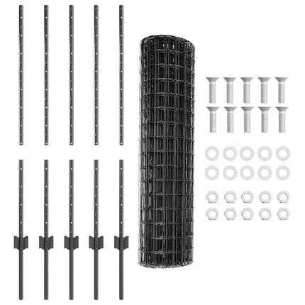 Udendørs Euro Hegn med Stander 10 x 1 m PVC-belagt stål Grå