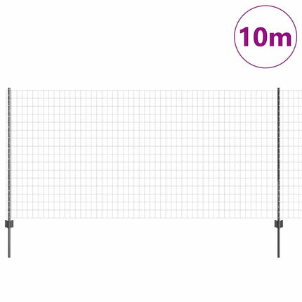 Udendørs Euro Hegn med Stander 10 x 1,2 m PVC-belagt stål Grå