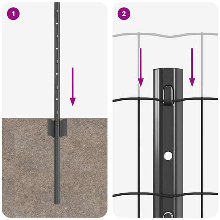 Udendørs Euro Hegn med Stander 10 x 0,4 m PVC-belagt stål Grå