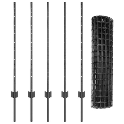 Udendørs Euro Hegn med Stander 10 x 1 m PVC-belagt stål Grå